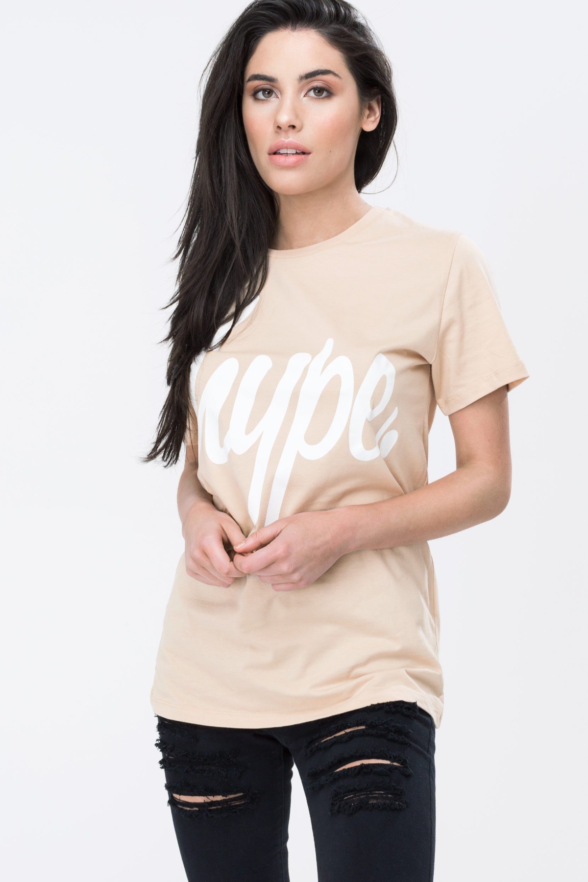 HYPE Sand/White Hype Script Women's T-Shirt